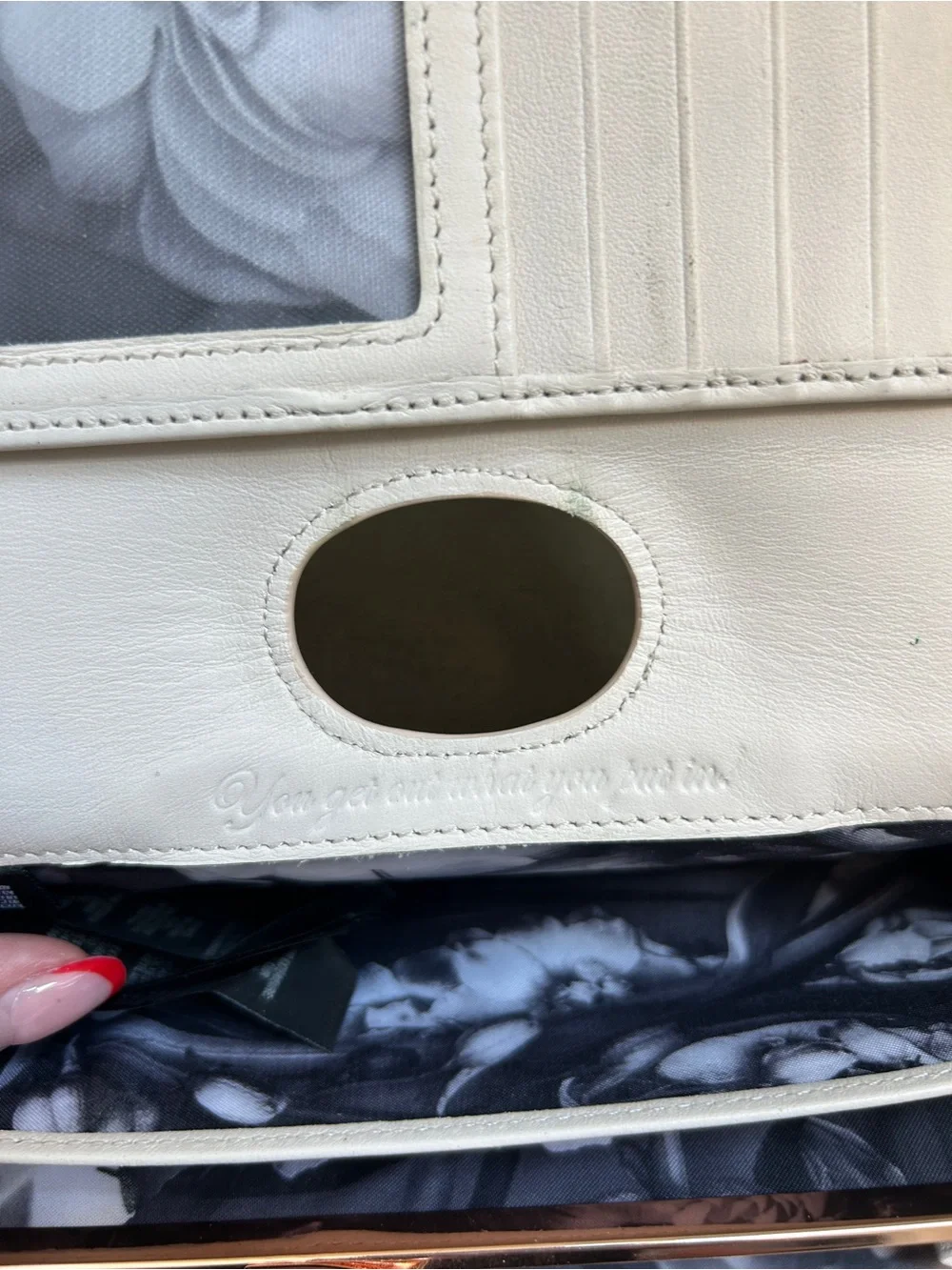 Ted Baker Glossy Patent Clutch in Light Cream